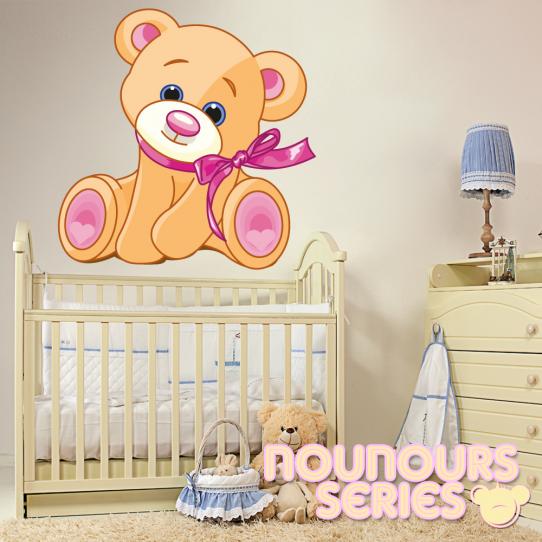 Autocollant Stickers enfant ourson calin