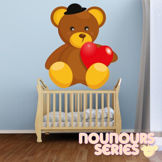 Autocollant Stickers enfant ourson chapeau