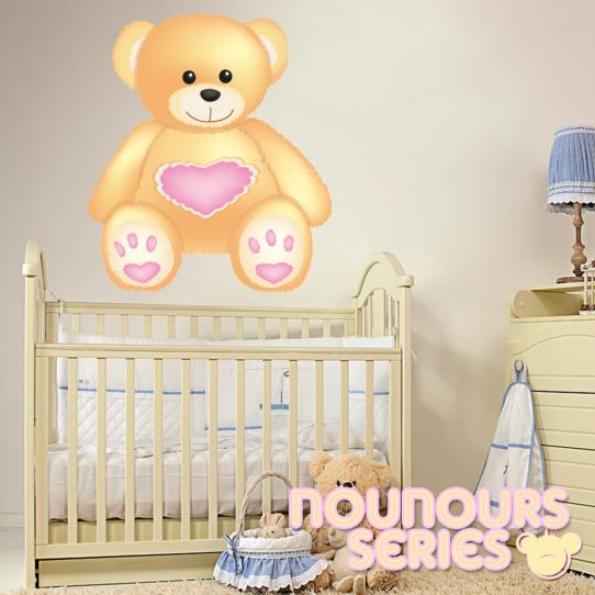 Autocollant Stickers enfant ourson coeur 