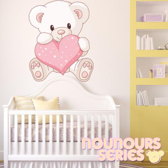 Autocollant Stickers enfant ourson coeur étoilé