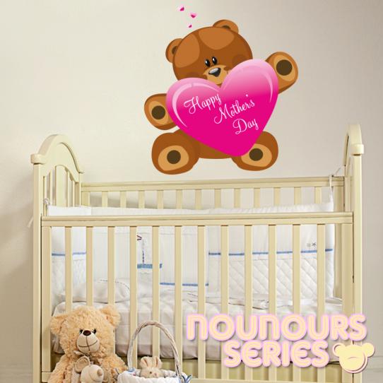 Autocollant Stickers enfant ourson fetes des meres