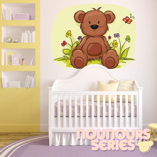 Autocollant Stickers mural enfant ourson chocolat