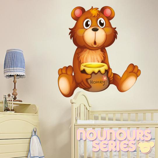 Autocollant Stickers enfant ourson gourmand