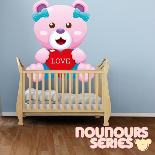 Autocollant Stickers enfant ourson love