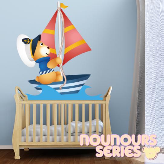 Autocollant Stickers mural  enfant ourson marin