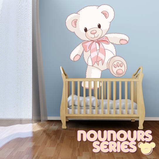 Autocollant Stickers enfant ourson noeud