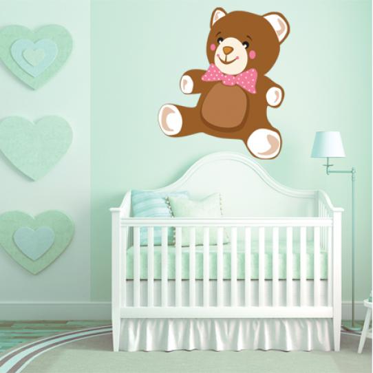 Autocollant Stickers muraux enfant ourson noeud papillon