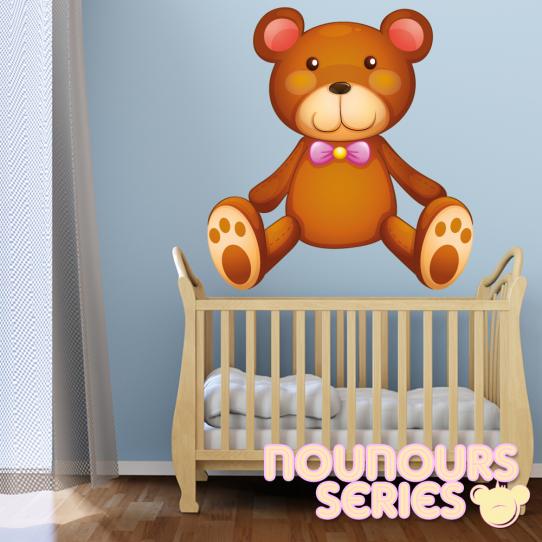 Autocollant Stickers enfant ourson noeud papillon