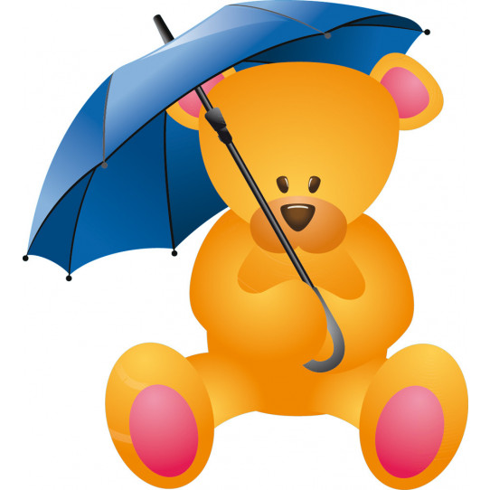 Autocollant Stickers enfant ourson parapluie