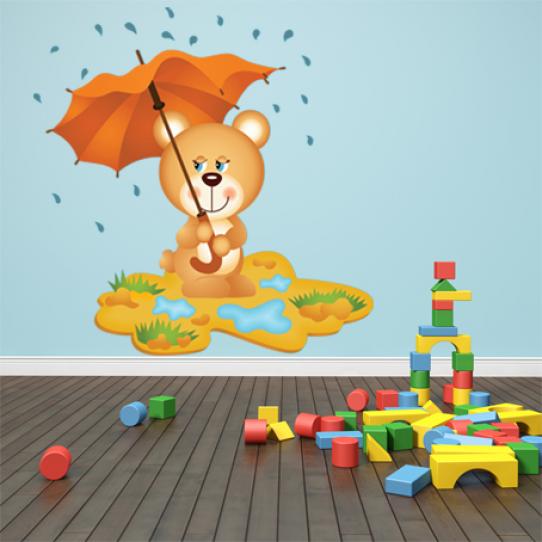 Stickers ourson parapluie