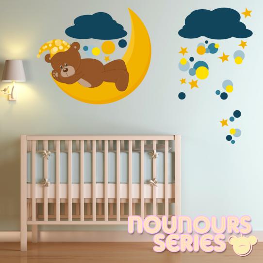 Autocollant Stickers mural enfant ourson reveur