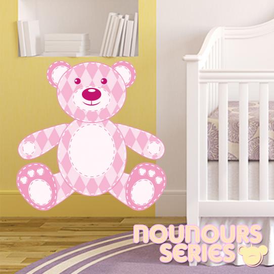 Autocollant Stickers enfant ourson rose