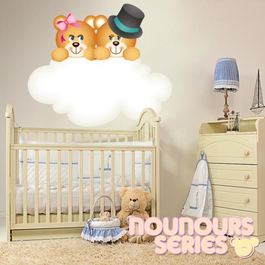 Autocollant Stickers enfant oursons amoureux