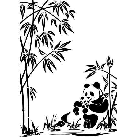 Stickers panda bambou