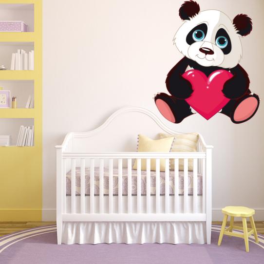Autocollant Stickers panda coeur