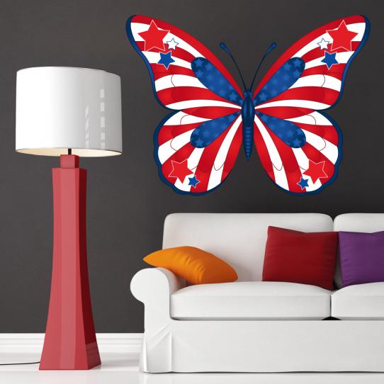 Autocollant Stickers papillon usa