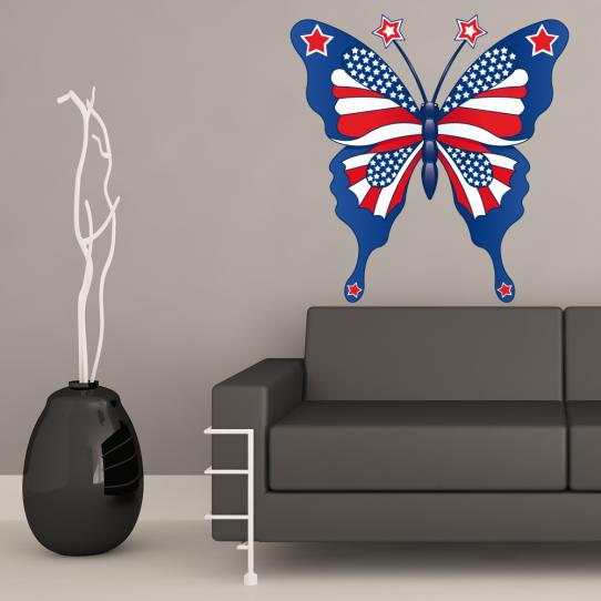 Autocollant Stickers papillon usa