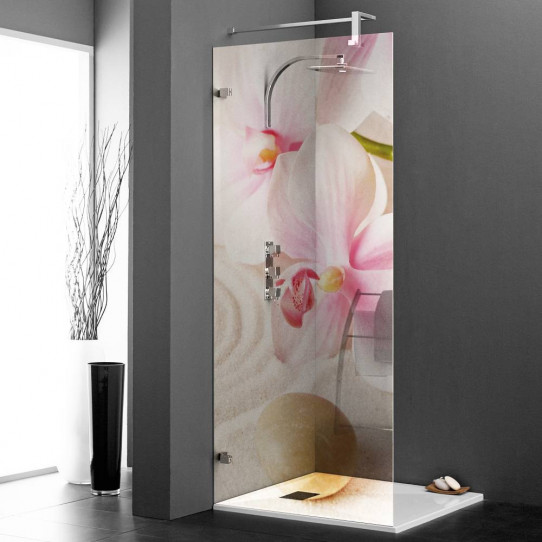 Stickers Paroi de douche semi translucide orchidée rose