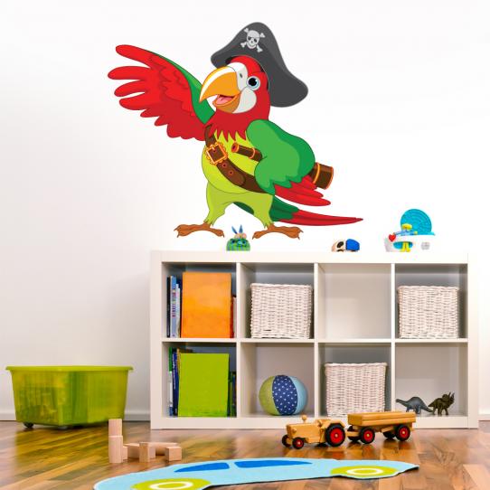 Autocollant Stickers mural enfant perroquet pirate