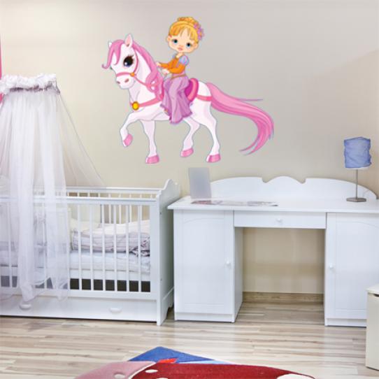 Stickers petite fille poney