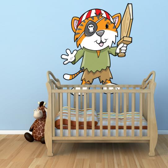 Autocollant Stickers enfant chat pirate