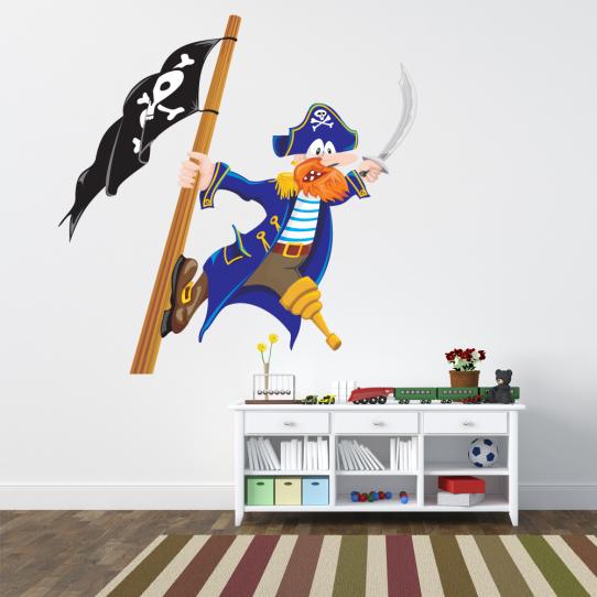 Autocollant Stickers enfant pirate et drapeau