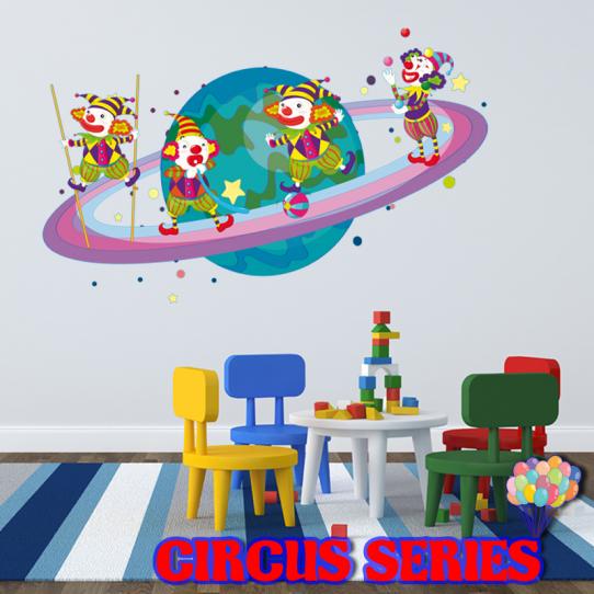 Autocollant Stickers muraux enfant kit 4 clowns