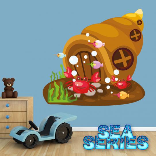 Autocollant Stickers enfant poissons et crabes