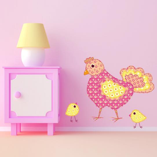 Autocollant Stickers enfant poule et poussin
