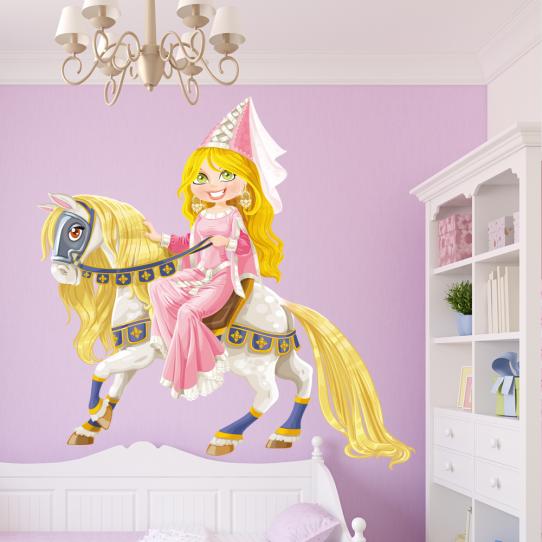 Autocollant Stickers enfant princesse à cheval