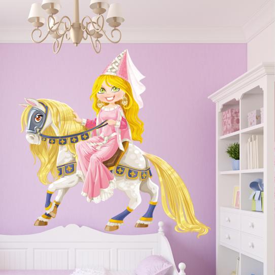 Autocollant Stickers mural enfant princesse à cheval