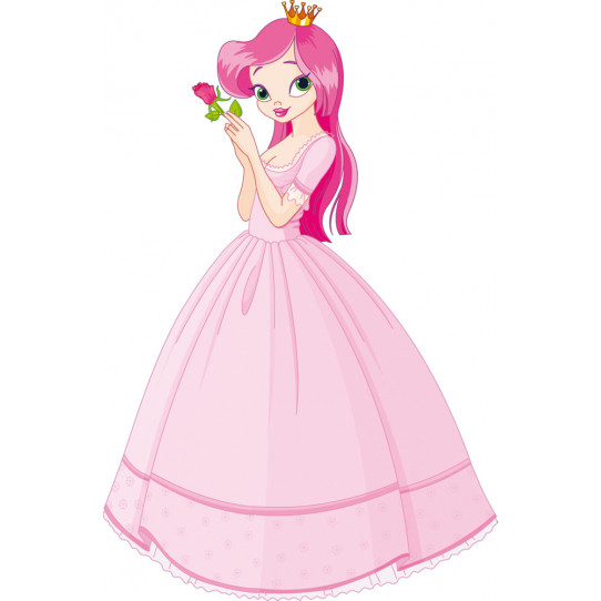 Autocollant Stickers enfant princesse avec rose 