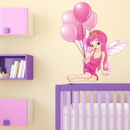 Autocollant Stickers mural enfant princesse ballon