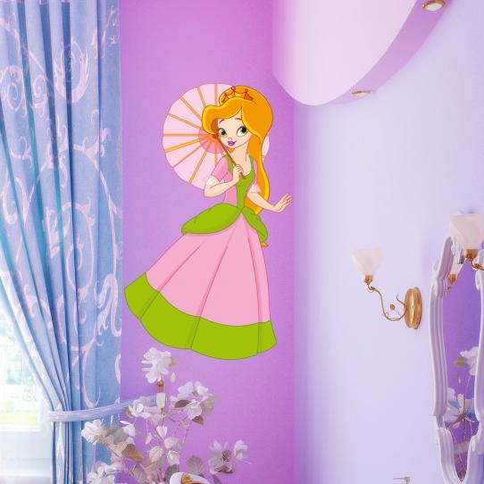 Autocollant Stickers mural enfant princesse ombrelle