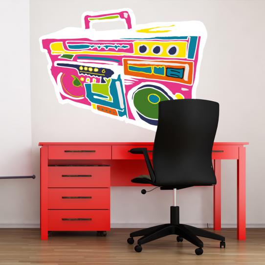 Autocollant Stickers mural ado poste radio multicolore