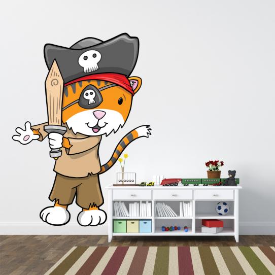 Autocollant Stickers enfant chat pirate