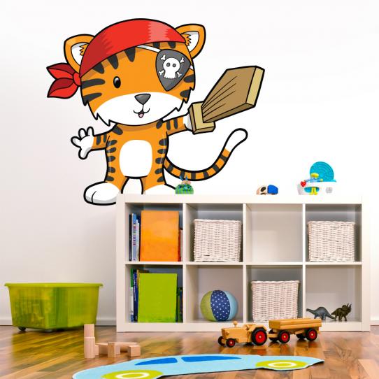 Autocollant Stickers enfant chat pirate