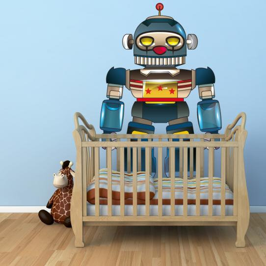 Autocollant Stickers mural enfant robot bleue