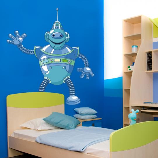 Autocollant Stickers muraux enfant robot bonjour