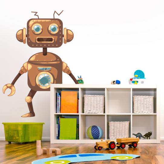 Autocollant Stickers mural enfant robot cuivre