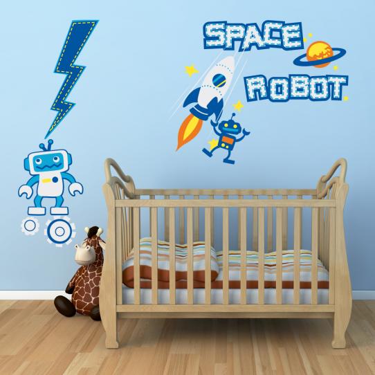 Autocollant Stickers enfant robot espace