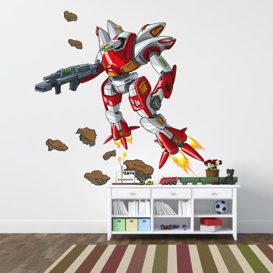 Autocollant Stickers enfant robot fusée