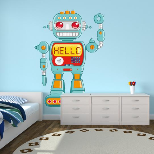Autocollant Stickers enfant robot hello