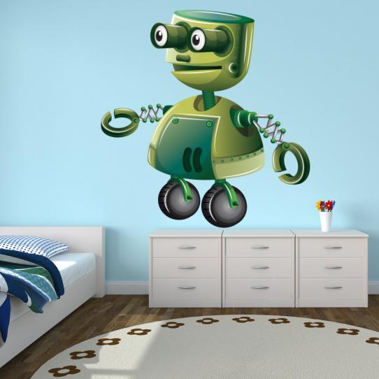 Autocollant Stickers enfant robot vert