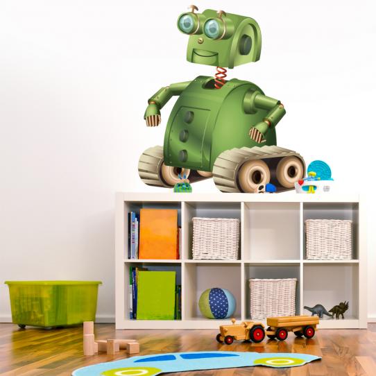 Autocollant Stickers muraux enfant robot vert