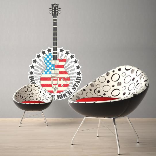 Autocollant Stickers ado guitare rock star