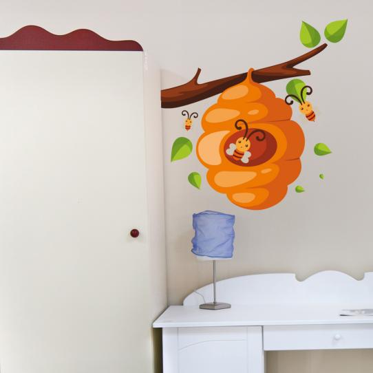 Autocollant Stickers muraux enfant ruche abeille