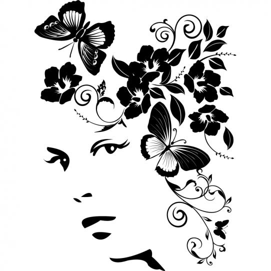 Stickers songe fleur papillons