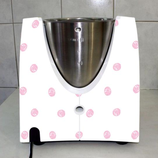 Stickers Thermomix TM31 Blanc à pois rose 