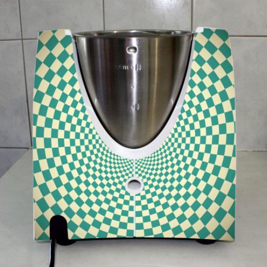 Stickers Thermomix TM31 Damier turquoise 